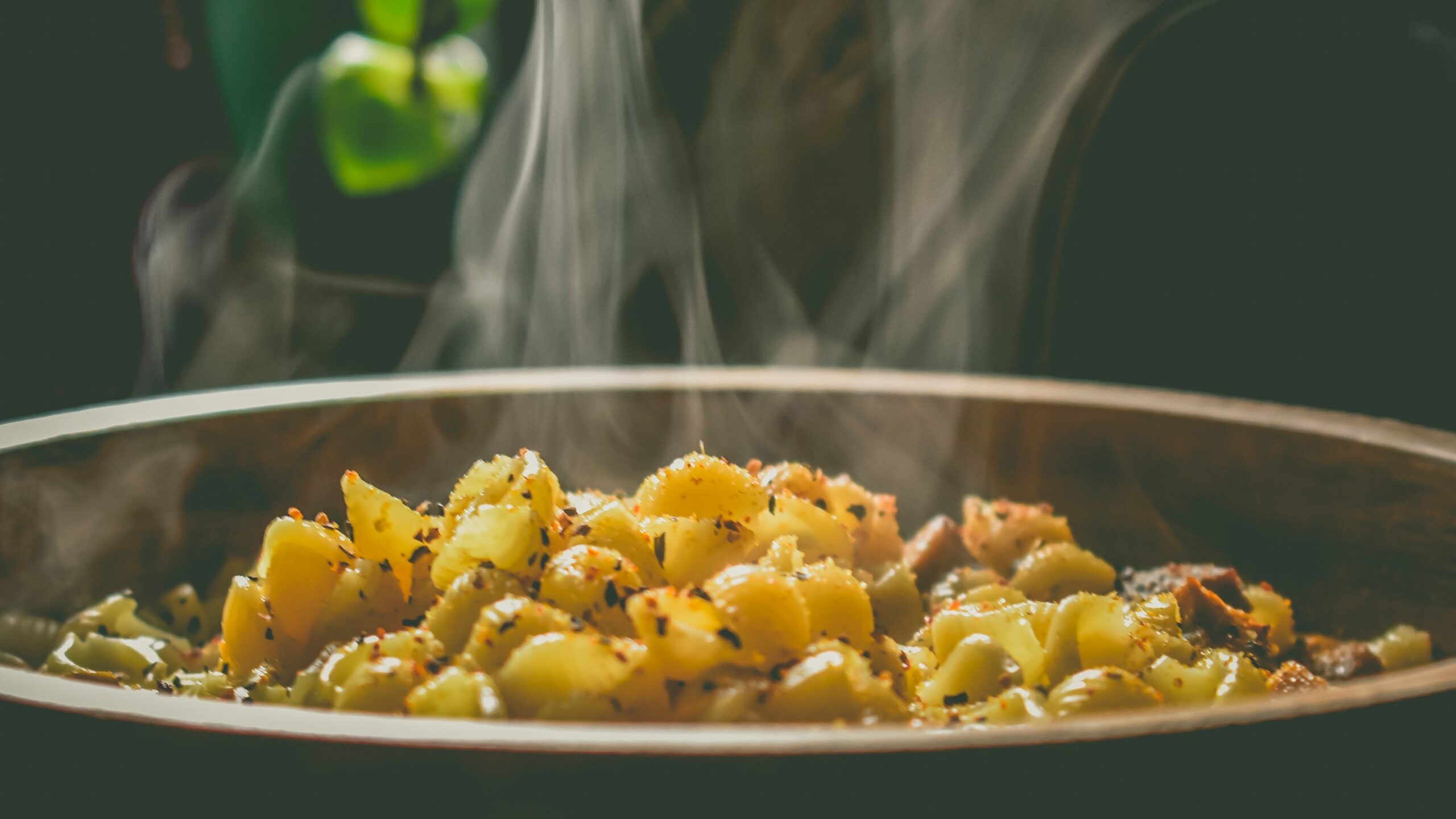 A steaming pot of tuna bake casserole.
